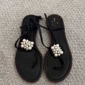 Kate Spade Black Sandals with Pearl Accents
